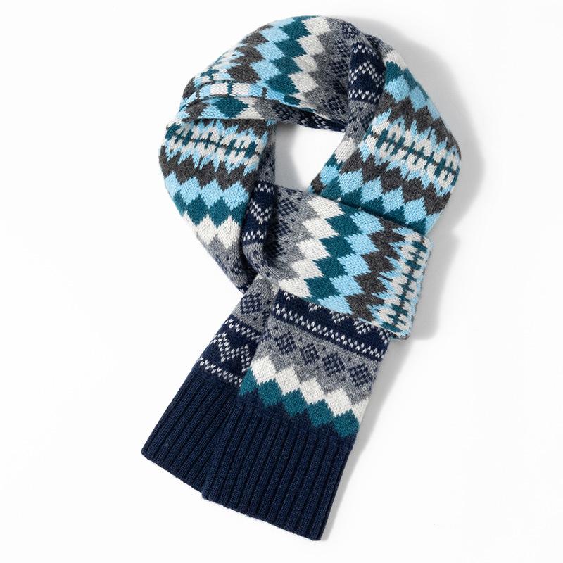 new fair island jacquard knitted wool scarf winter warm shawl scarf