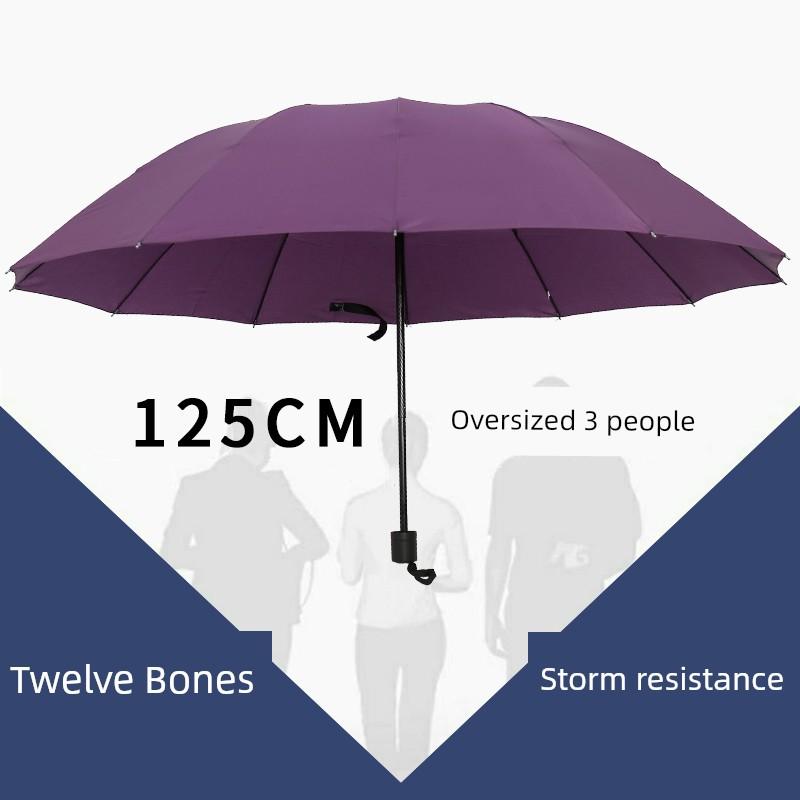 Large Umbrella for Men, Reinforced and Thickened, Sturdy and Wind-Resistant, Dual-Purpose for Sun and Rain, Manual Folding, Black Coating for Sun