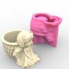 Flower Pot Silicone Mold Concrete Cement 3D Girl Flowerpot Mould Plaster Molds Candle Holder Epoxy Resin Mould Crafts