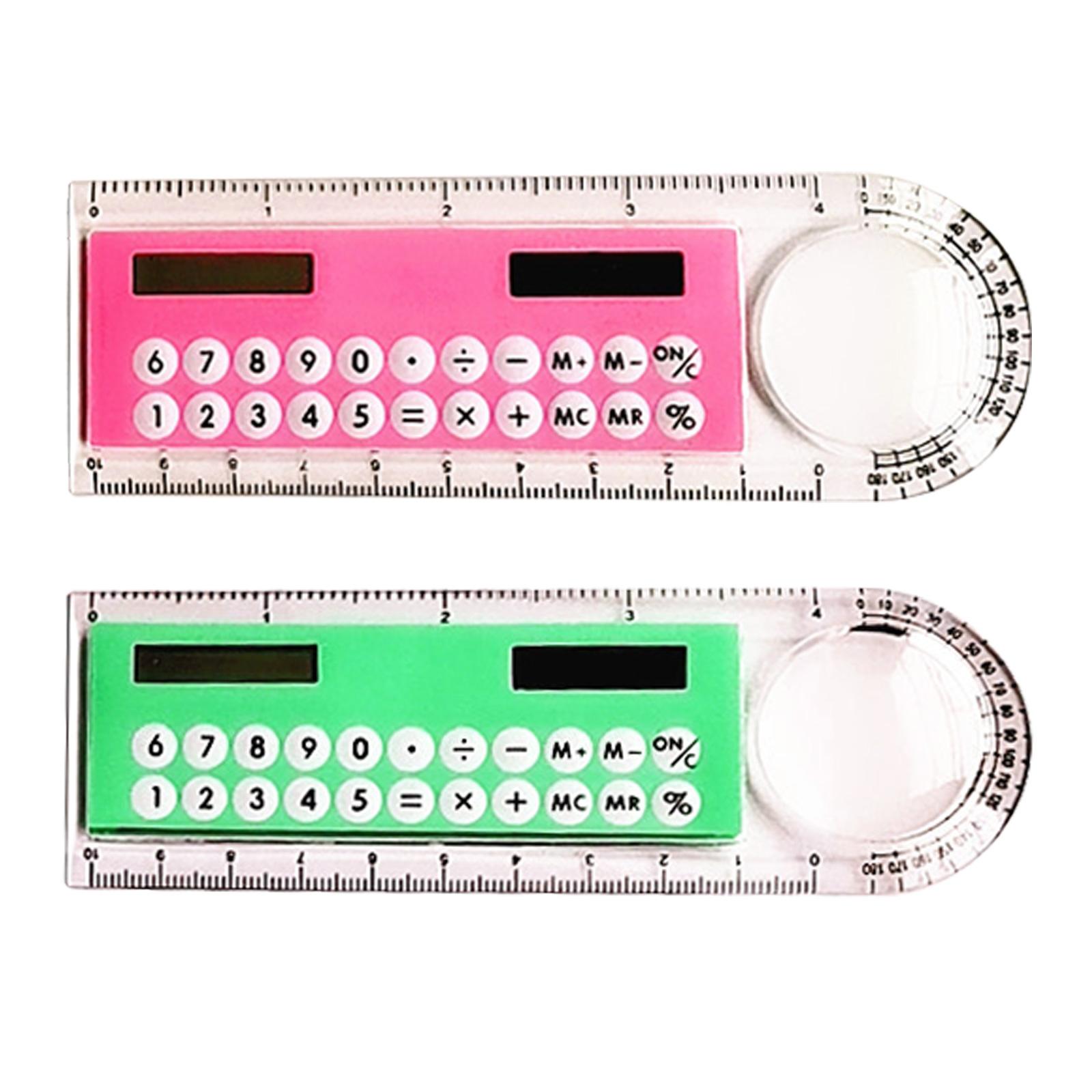 

2шт многофункциональный калькулятор 4-в-1 разработанный солнечный калькулятор с линейкой, лупой и транспортиром подарок для студента C