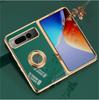 Shockproof Plating Ring Holder Phone Case for Google Pixel Fold Protective Stand Back Shell Luxury Full Protection Cover