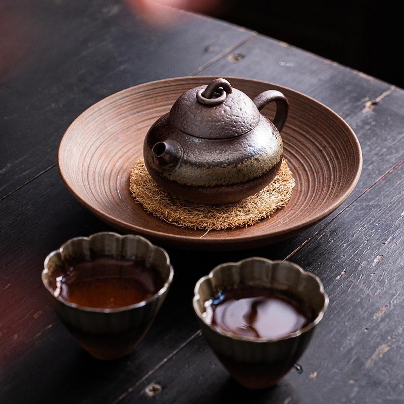 100ml Retro Kiln Water Fired Calabash Pot Kiln Change Retro Ceramic Small Capacity  Pear ShapeTeapot Kung Fu Brewing Tea Pot