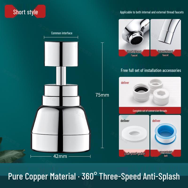 Universal Splash-Proof Swivel Faucet Extender