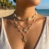 Boho Mehrschichtige Seestern Muschel Muschel Anhänger Halskette Für Frauen Trendige Sommer Strand Perlenketten Choker Reise Party Schmuck
