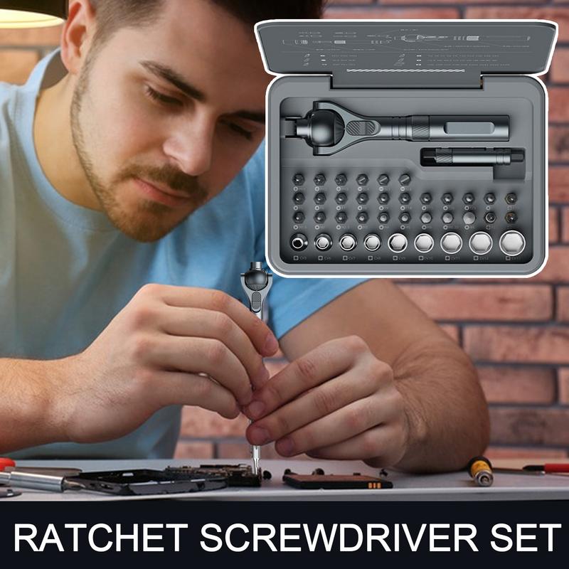 Ratchet Kit Multi Bit Magnetic Drive Set 40 Precision Bits Multifunctional 180 Degree Rotation Complete Kit For Automotive Car