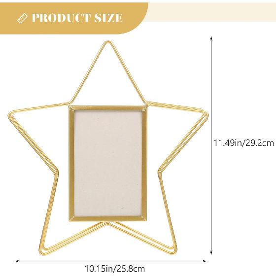 VOSAREA Vertical Photo Frame Star Shape Metal Wire Art Picture Frame Floating Picture Frames Rotatable Picture Display Frame Ideal for Housewarming