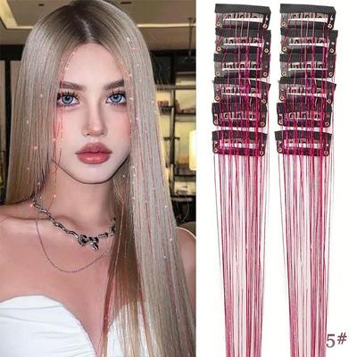 20 pollici Laser dorato a bassa temperatura in fibra 12 pezzi set capelli orpello colorato brillante dorato e argentato in fibra a bassa temperatura scatola regalo BB clip