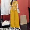 ZANZEA Women Short Sleeve Print Blouse and Pants Summer Two Piece Suit Sets
