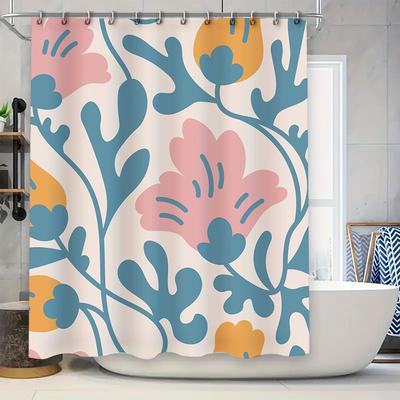 Moderner Badezimmer-Duschvorhang mit Blumendruck, dekorativ, wasserdichtes Stoff-Duschvorhänge für Heimdekoration in verschiedenen Größen! (