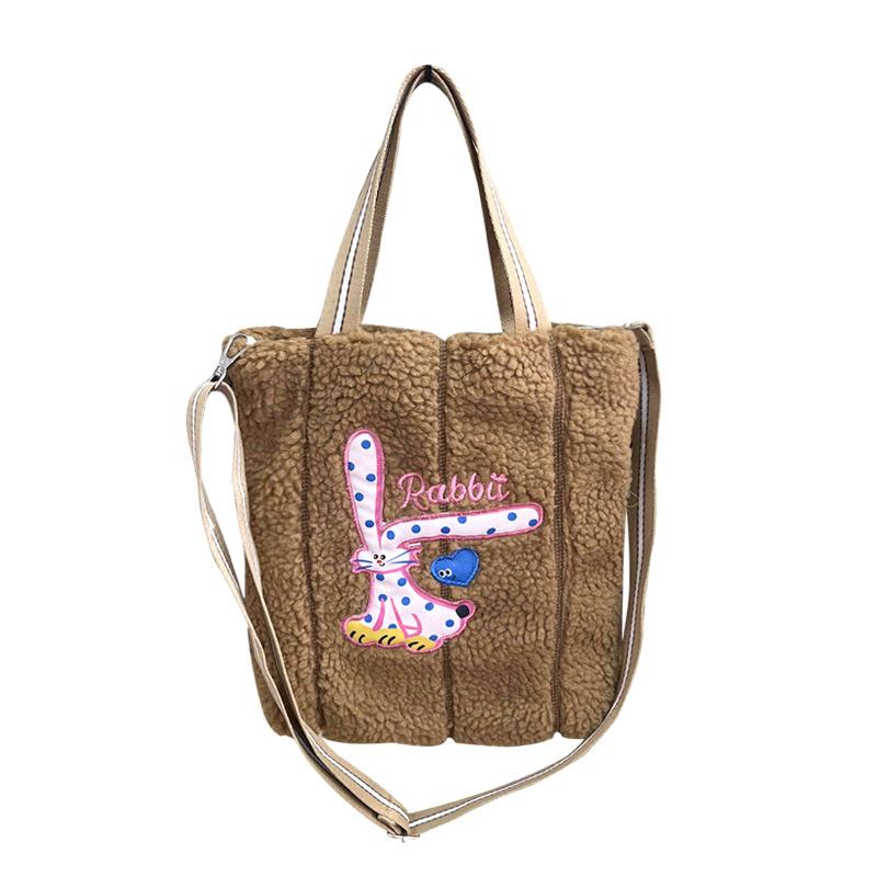 

Women Small Plush Shoulder Bag Cute Lamb Like Tote Eco Cloth Square Purse Female Shopper Canvas Handbag Cross Messenger Bags