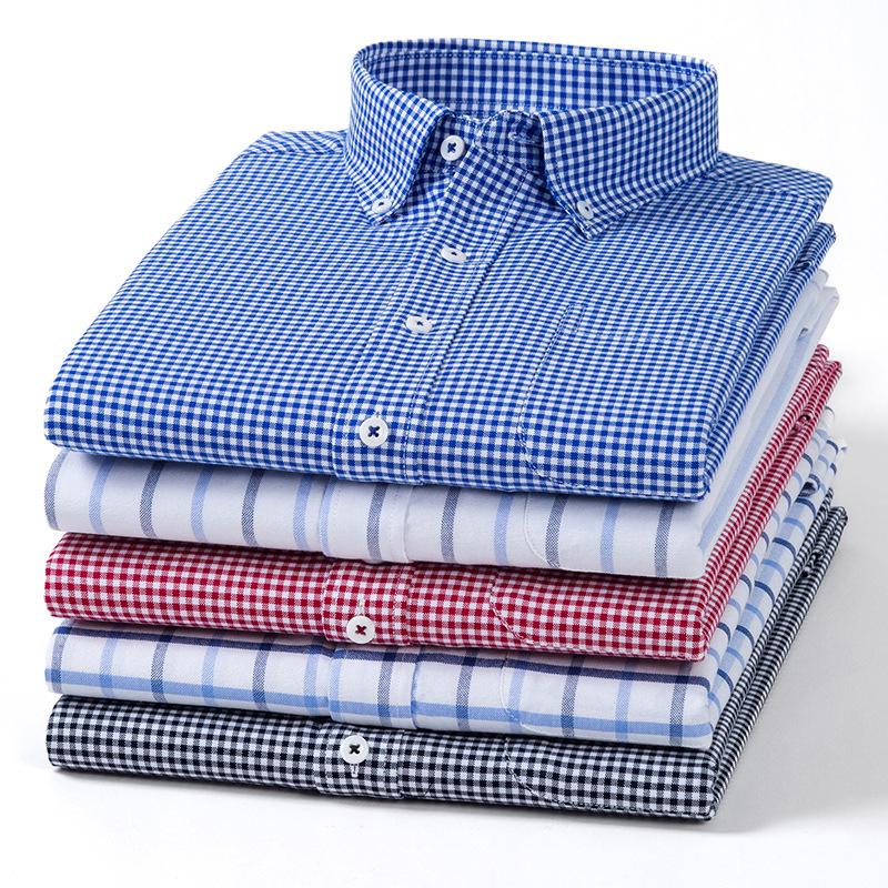Men's Pure Cotton Plaid Long-Sleeve Shirt - Skin-Friendly, Casual, Spring & Autumn