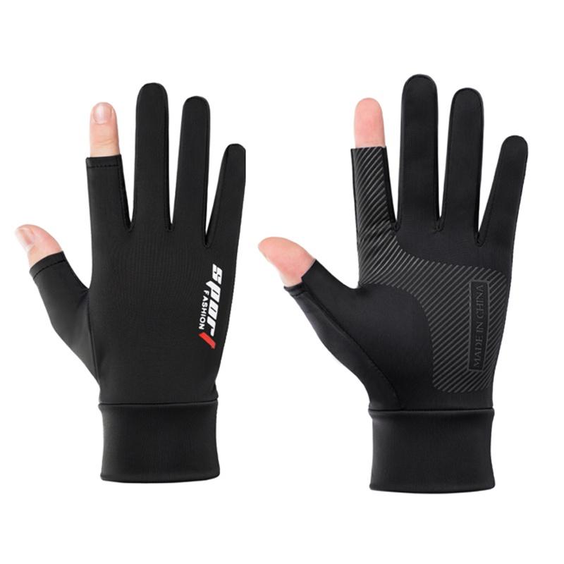 Cycling Fishing Gloves for Men Ice Silk Non-Slip Sun Protection Gloves Thin Anti-UV Outdoor Sports Motorcycle Gloves