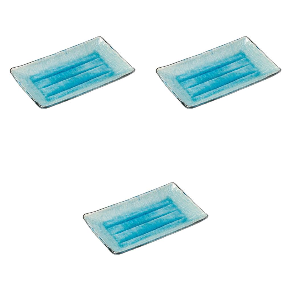 Set of 3 Seiryu no Sato Pottery Plates x x Pottery Setomonohonpo [21.5 13.5 3cm] Plates, Ceramic,