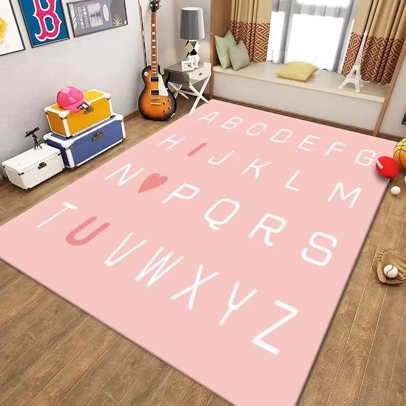 Kids Educational Carpet Alphabet Number Animal Sport Pattern Large Area Rug for Children's Room Living Room Home Decoration