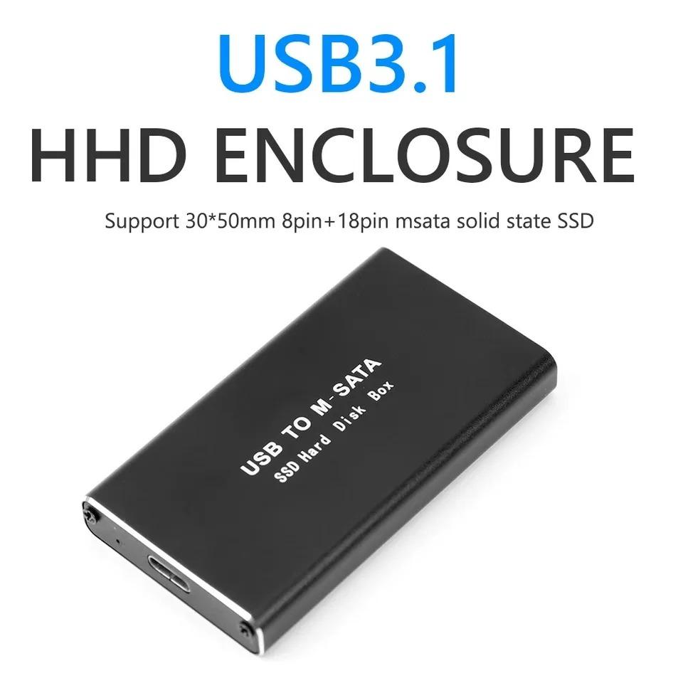 MSATA til USB 3.0 SSD-kabinett Mini SATA USB-adapter Ekstern solid state-diskboks for PC bærbar 30x50 mSATA HD harddisk
