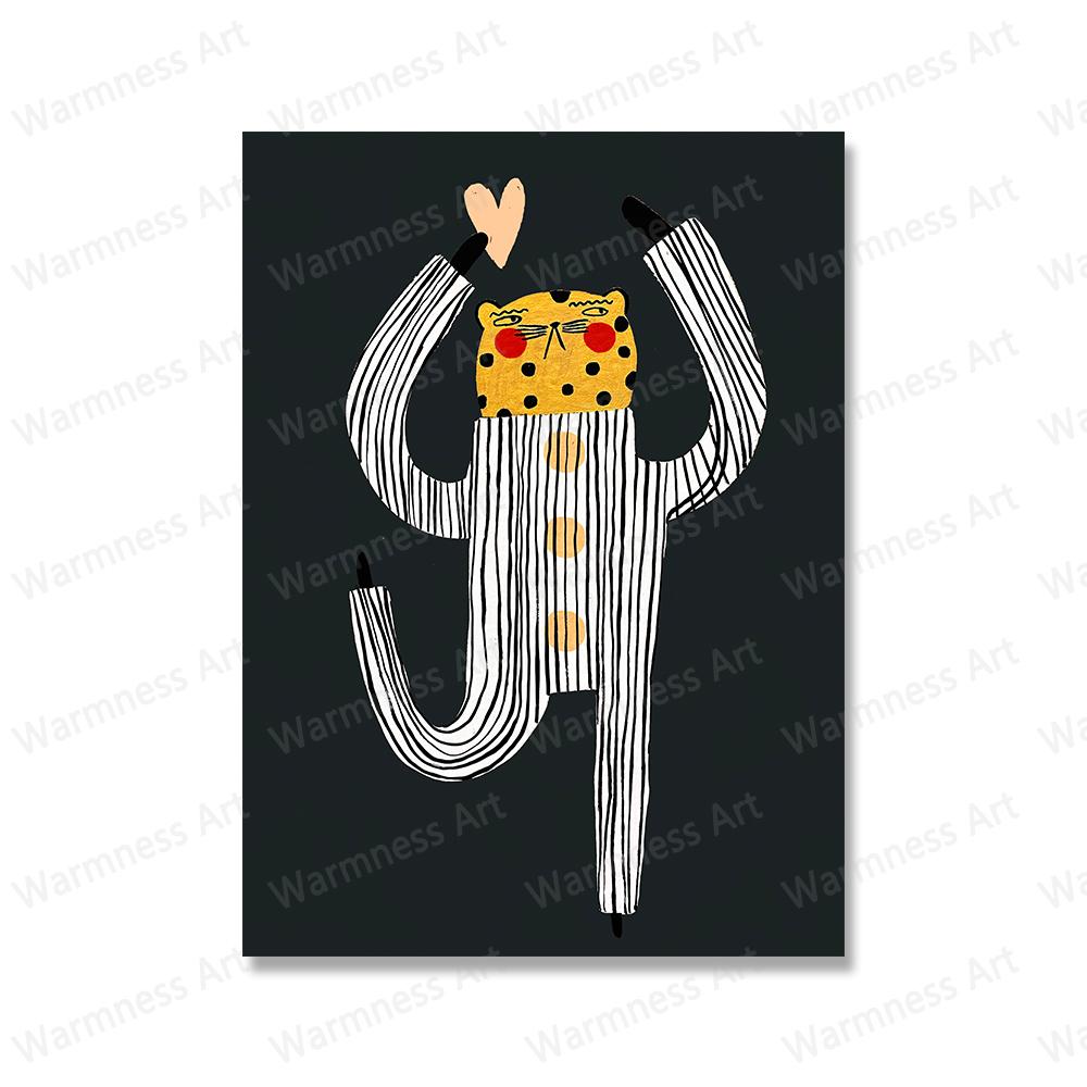 Cute Rabbit Bird Geese Leopard Mouse Nursery Wall Art Canvas Painting Nordic Poster And Print Wall Pictures Baby Kids Room Decor