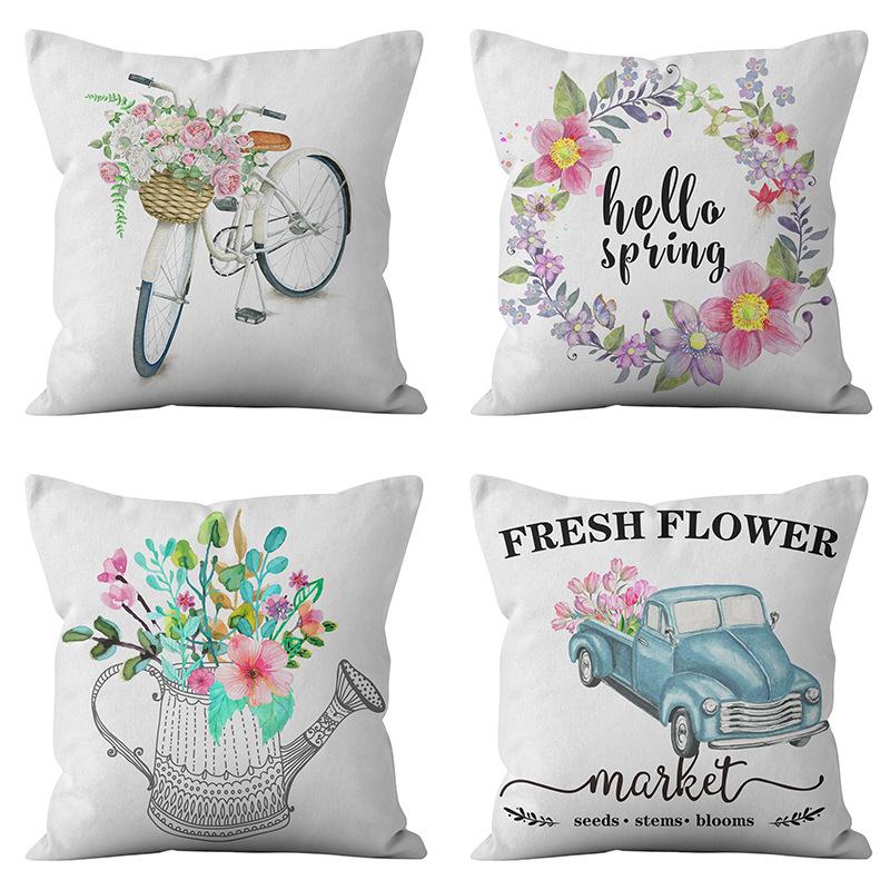 New Digital Printing Spring Theme Pillow Cover Home Sofa Pillow Cushion Cover