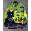 Guitar Cat Hoodies Graffiti Art 3D Print Men Women Hip-Hop Hooded Sweatshirts Harajuku Y2k Pullover Tracksuit Coat Man Clothing