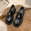 Women's Flats Loafers Spring New British Style Black Thick Soled Leather Shoes Ladies Fashion Soft Sole Slip on Single Shoes