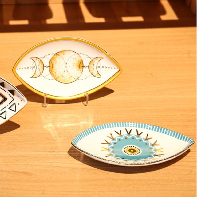 Sophisticated Stylish Eye Sturdy Ceramic Dish Elegant Solution Portable for Jewelry Organization and Display Daily Use