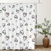 1pc Hand-Drawn Hearts Shower Curtain - Whimsical Black Outline & Pink Fill Playful Pattern, Durable Polyester Fabric, Machine Wa