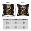 Gold Dragon Egret Lotus Green Square Pillowcase Polyester Linen Velvet Creative Zip Decorative Home Cushion Cover