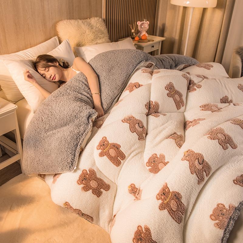 Jahňacia prešívaná prikrývka zima Super Teplá prikrývka 4kg obojstranná zamatová prešívaná prikrývka zahustená teplá jeseň jar plyšová prikrývka jadro