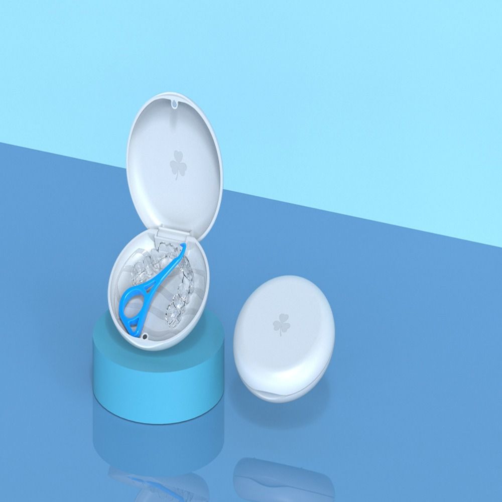 

Портативный круглый чехол для хранения зубных протезов, чехол для ухода за полостью рта, фиксатор, коробка для хранения для мужчин белый