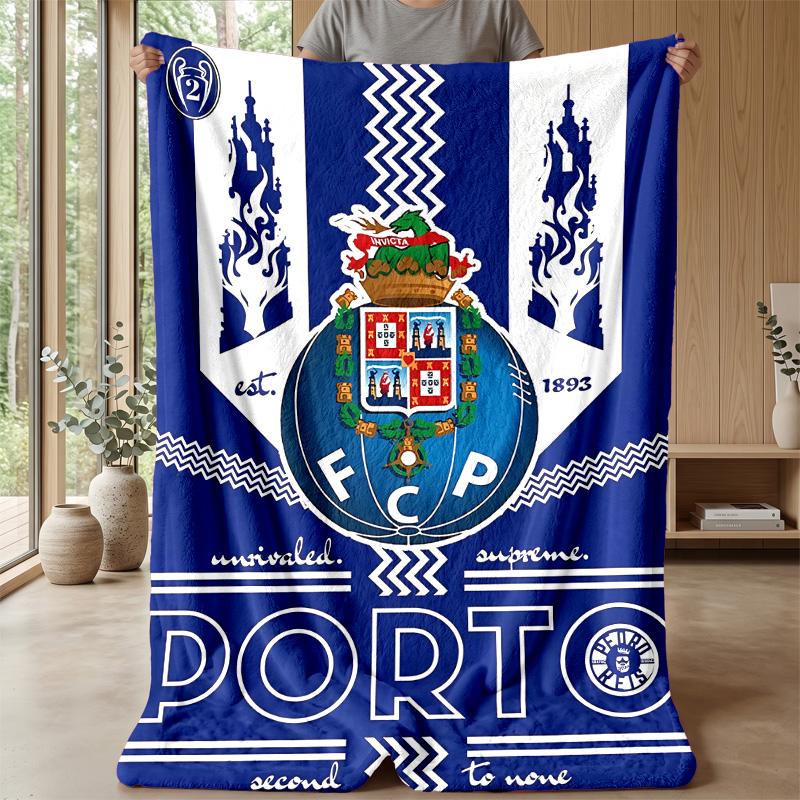 FC Porto Theme Blanket Soft Flannel Blanket Plush Throw Blanket Cozy Sofa Bed Blanket for Home Decor