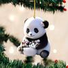 Adorable Acrylic 2d Cute Bear Pendant Charming Car Decoration Keychain Accessory