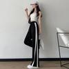 Women's Korean Style Wide-Leg Pants: Plus Size Slimming Straight, Loose Casual Petite Floor-Length, Trendy Spring-Summer Sportswear.