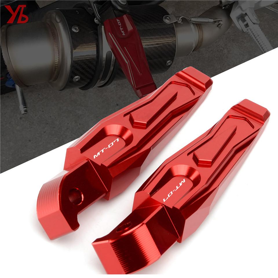 Motorcycle CNC Foot Pegs Rear Passenger Footrests Fit For Yamaha MT07 MT 07 MT-07 2014-   With Laser
