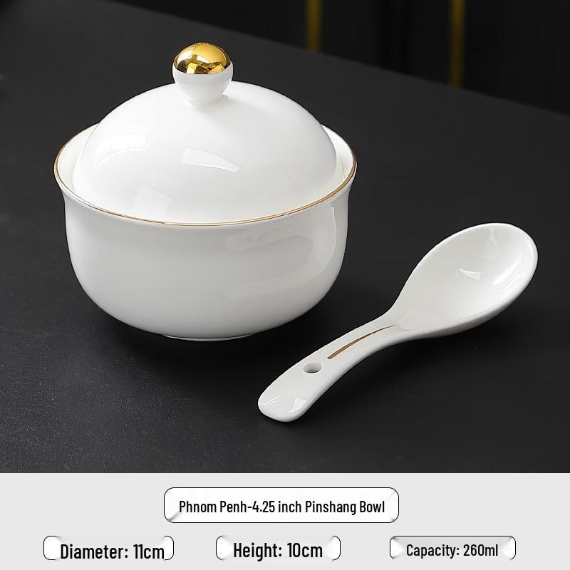 

Zhi Shi Bone China Stew Pot with Spoon