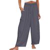 2026 Spring/Summer Women's Elastic Waist Pleated Mid-Waist Straight-Leg Loose Casual Cropped Pants