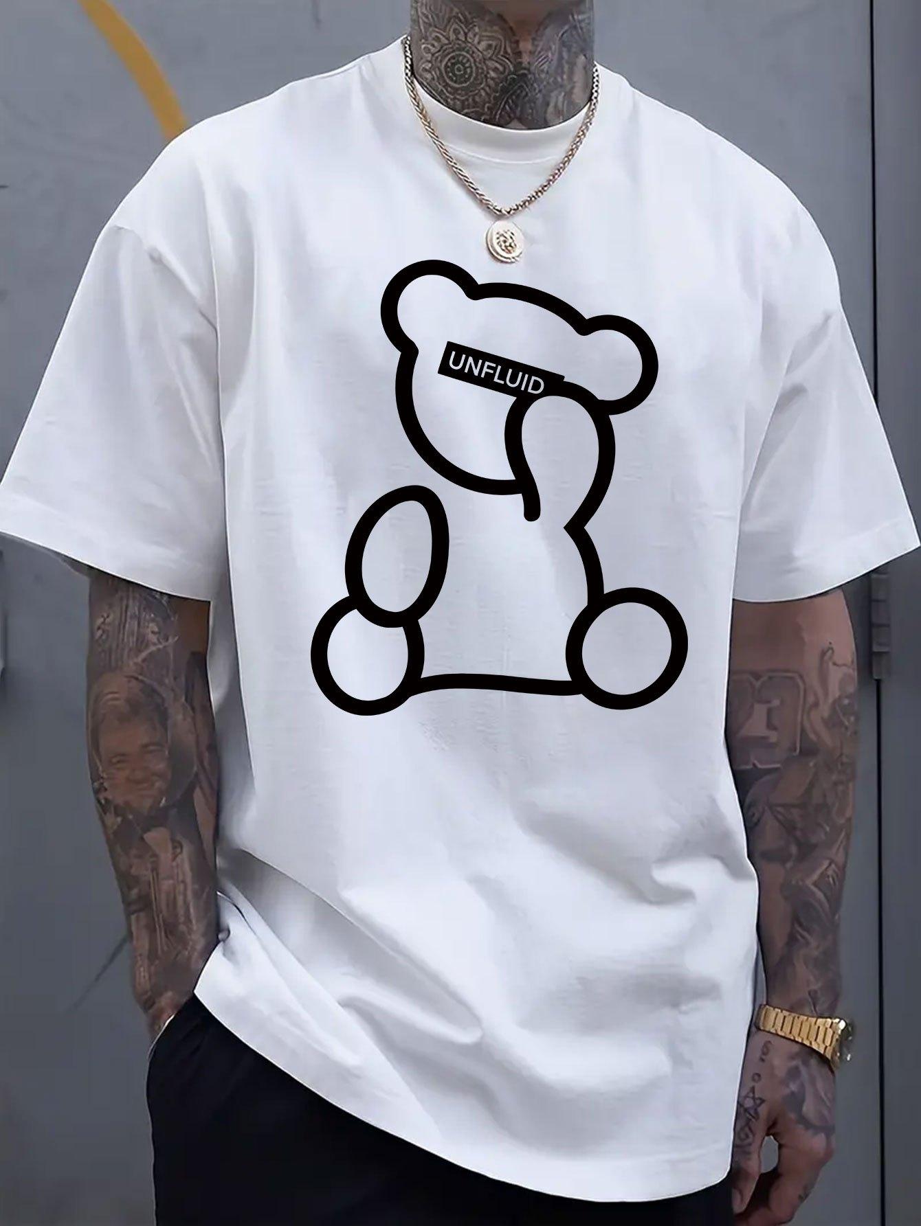 

Creative Bear Graphic Print Men s Luxury Cotton Short Sleeved T-shirt Summer Unisex Men s and Women s Street Fashion Clothing 4XL