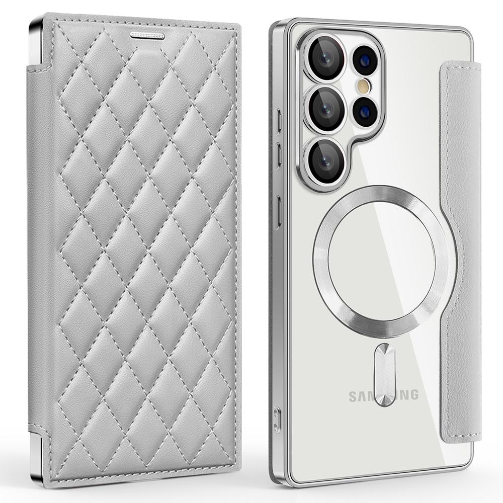 Do etui Samsung Galaxy S25 Ultra kompatybilne z MagSafe Rhombus PU Leather Phone Cover