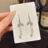 925 Sterling Silver Full Diamond Tassel Earrings – High-End European & American Style, Super Shiny, Luxurious Ear Jewelry for Women.