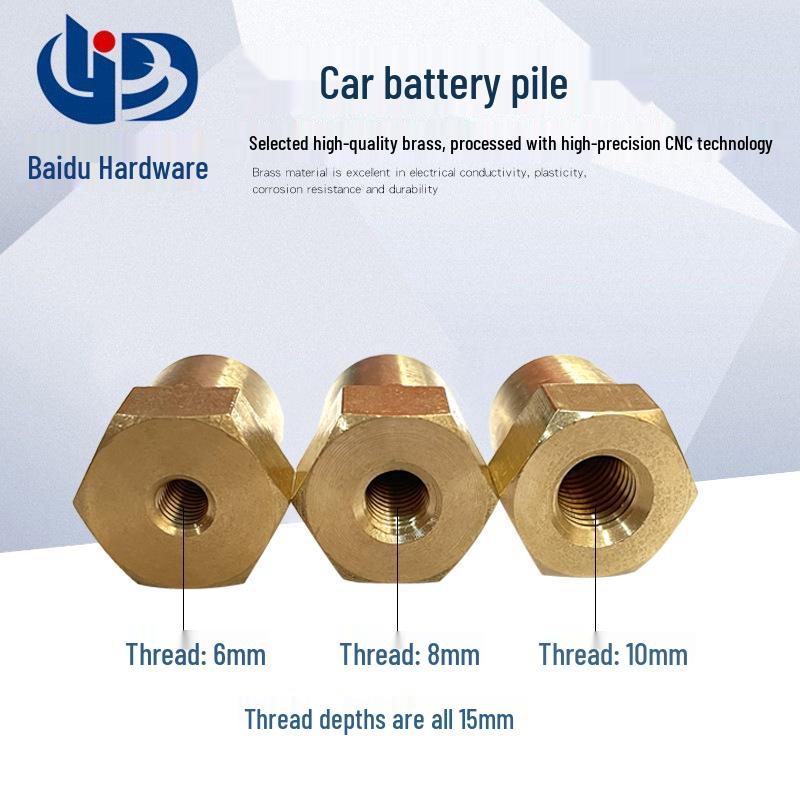 Brass Internal Thread Battery Terminal Connector for Car Battery Modifications (M6/M8/M10)