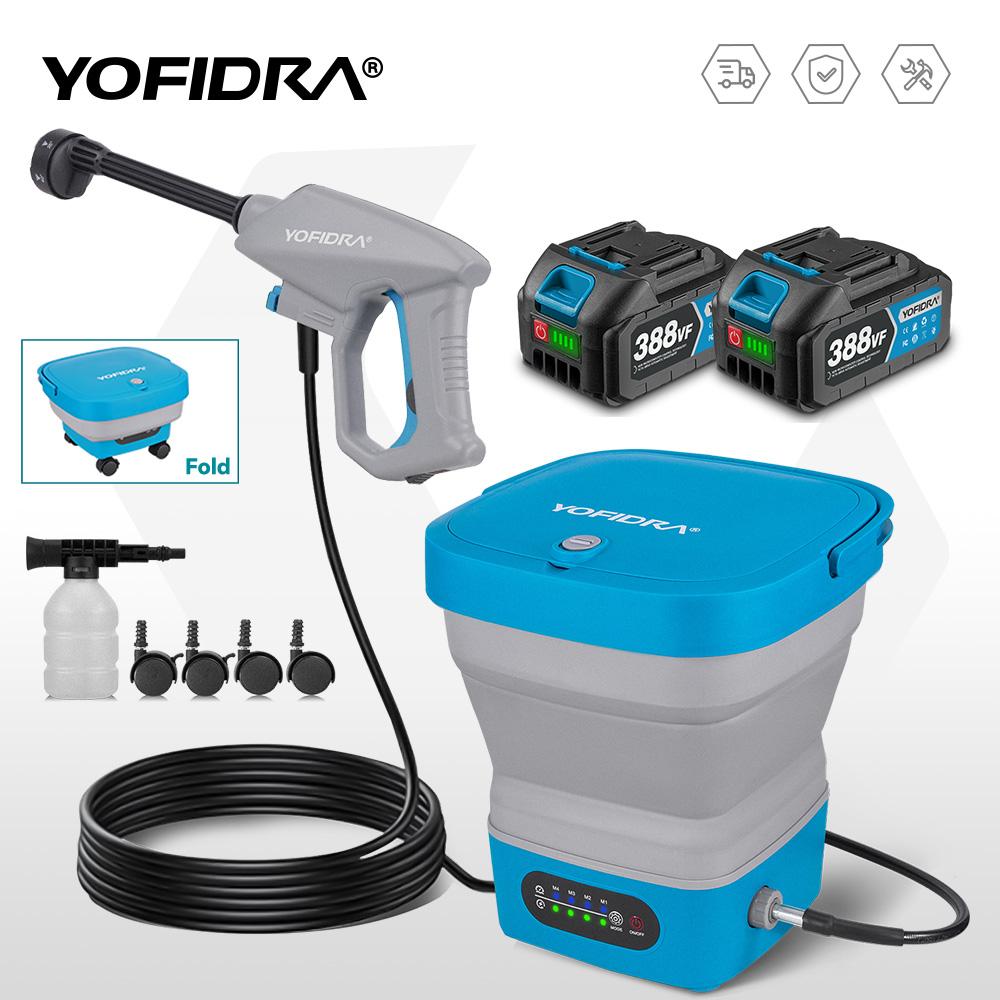 Yofidra 100BAR Elektrischer Hochdruckreiniger mit faltbarem 15L Tank Autowaschen Garten Wasserspritzpistole Für Makita 18V Akku Pin