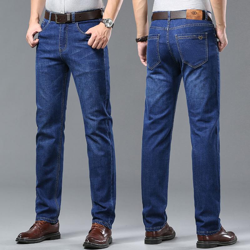 Sommer ultra-leichte Eis-Seiden-Denim-Hose für Herren Gerade geschnittene lässige Business-Hose in Übergrößen