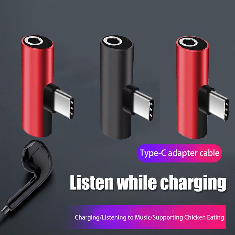 Usb Type-C To 3.5 Mm Headphone Metal Adapters Charging Splitter With Aux Audio Jack To Multiple Phone Models Charging/Music/Call
