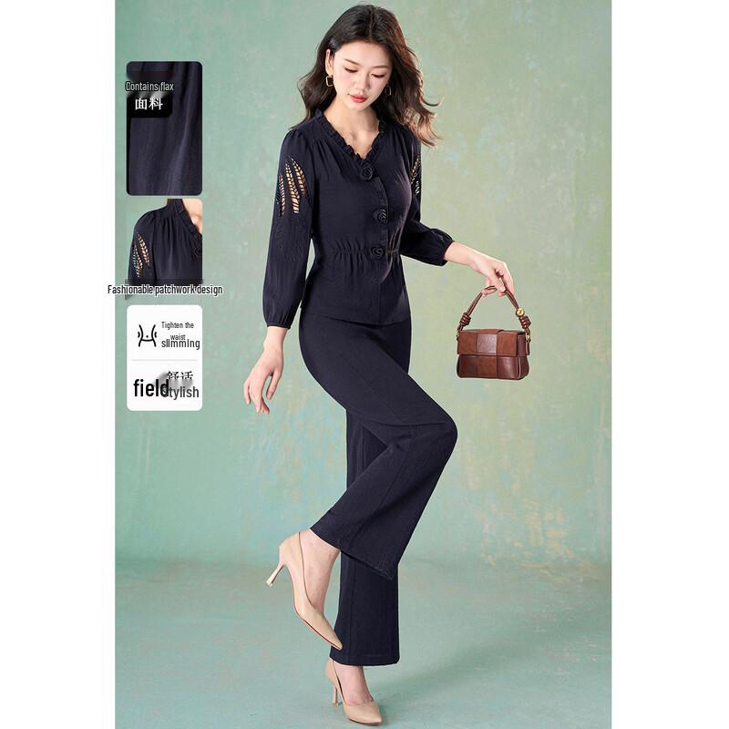 

Meilanni Women s Casual V-Neck 3/4 Sleeve Straight-Leg Two-Piece Set 4XL