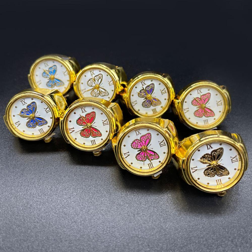 Butterfly Finger Ring Watch Creative Mini Trend Simple Versatile Fashion Time Men and Women Couple Ring Watch Pocket Watch
