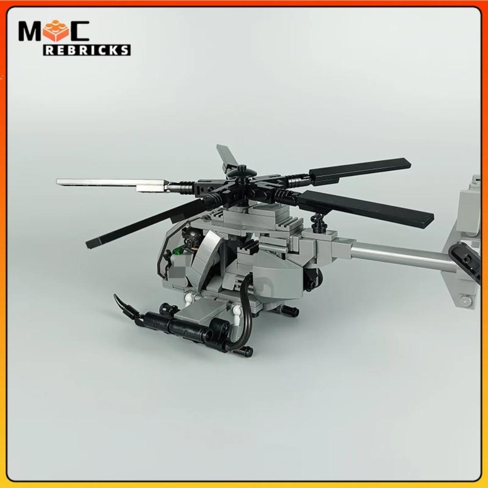 WW II Military Series New MH-6 Little Bird Helicopters With Soldies MOC Building Blocks Airplane Display Stand Bricks Toys Gifts