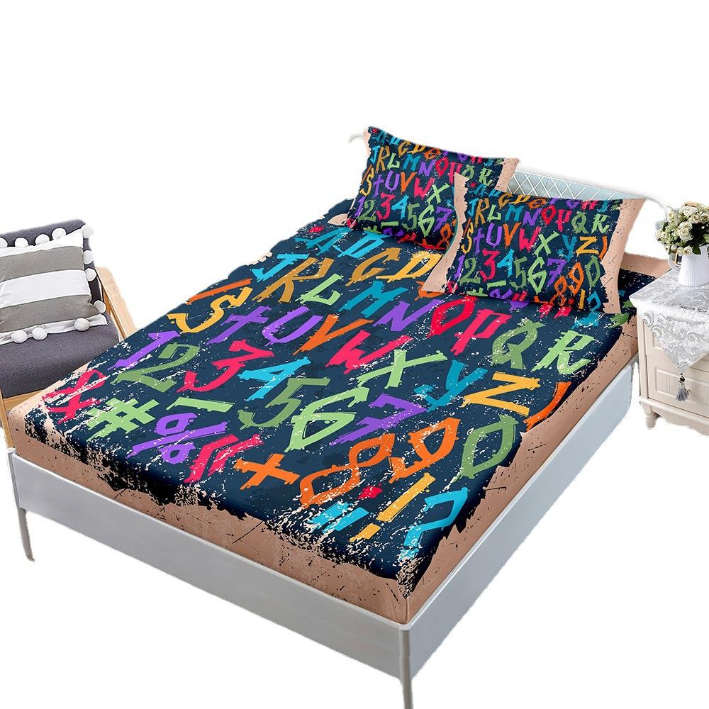 Three-Piece Mattress, Bedspread, Colored Letter Mattress, Protective Cover.