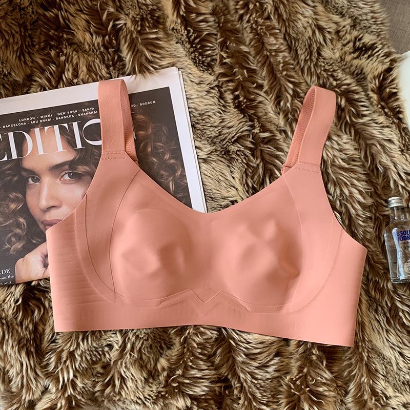 Thin Seamless Lingerie Women's Bra Without Underwire Rabbit Ear Cup Bra Breast Retraction Anti-sagging Large-sized Bra Push Up Bra