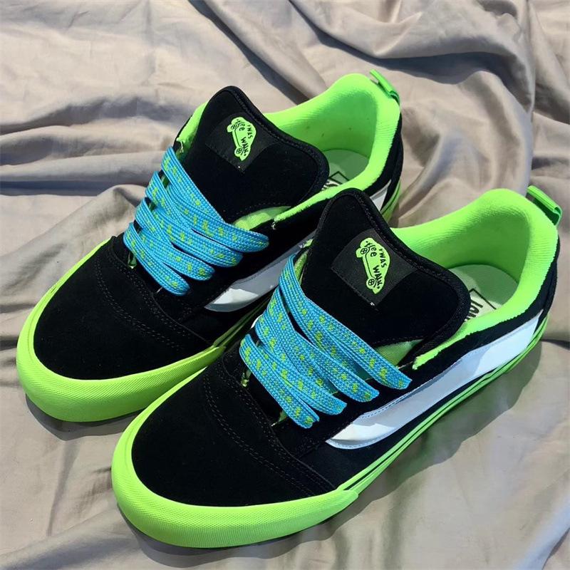 Knu skool scarpe da ginnastica nere e bianche viola a forma di pane ramo di fascia alta retrò americano colore a contrasto scarpe da skate casual a taglio basso