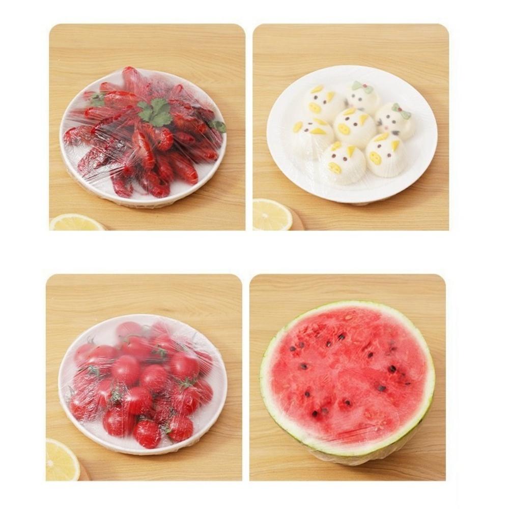 100/200 disposable bowl LIDS, elastic plastic food storage bags, transparent cling film, food covers, reusable for vegetables, p