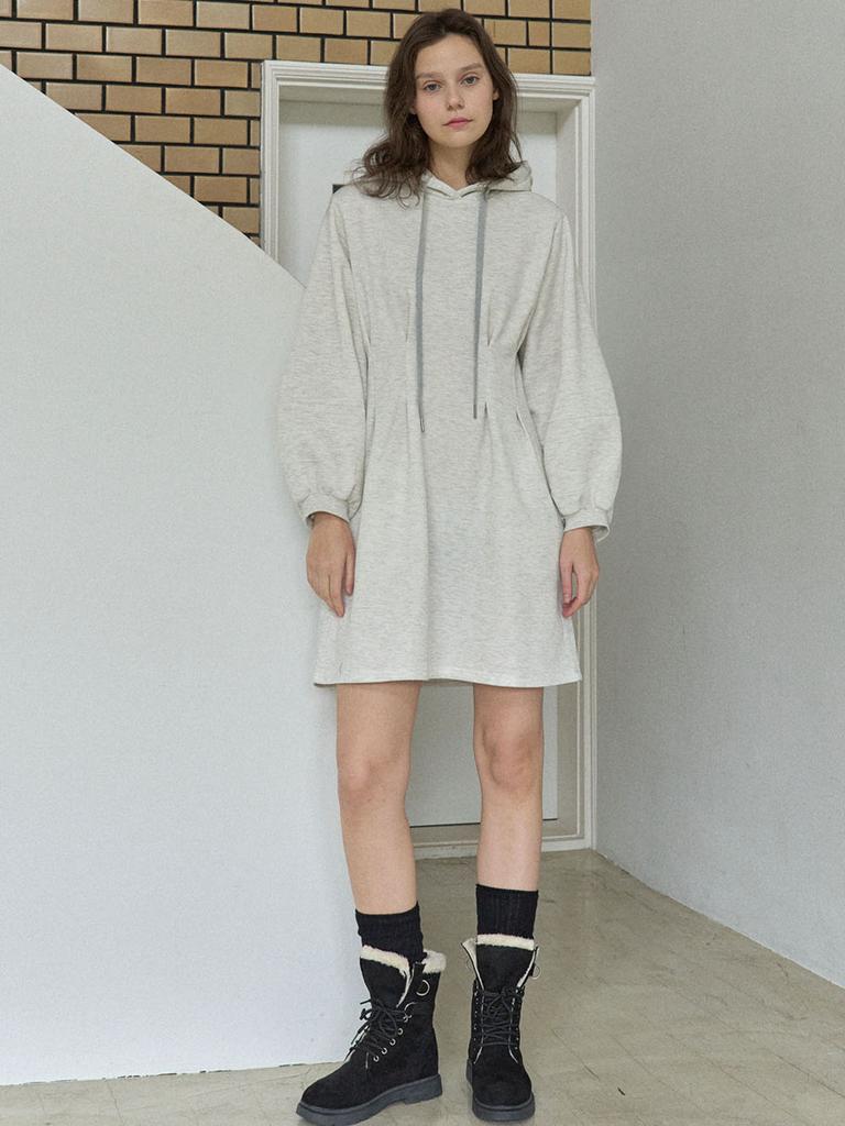 AVANT-G Hood Fit And Flare Mini Dress - Oatmeal