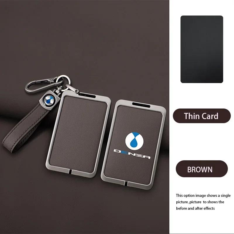 

Zinc Alloy Leather Car Smart Card Slice Key Case Shell Holder Protect Fob For Denza D9 N8 N7 Keychain with Logo Auto Accessories